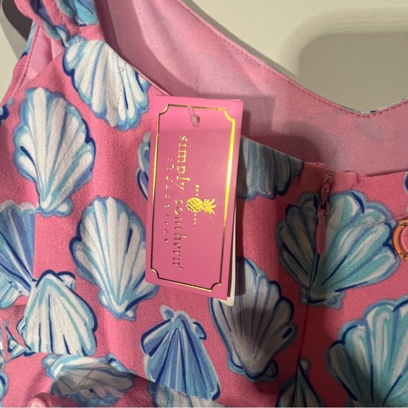 NEW Simply Southern Pink & Blue Seashell Maxi Dress W/ Side Cut Outs & Ruffles - Picture 14 of 15